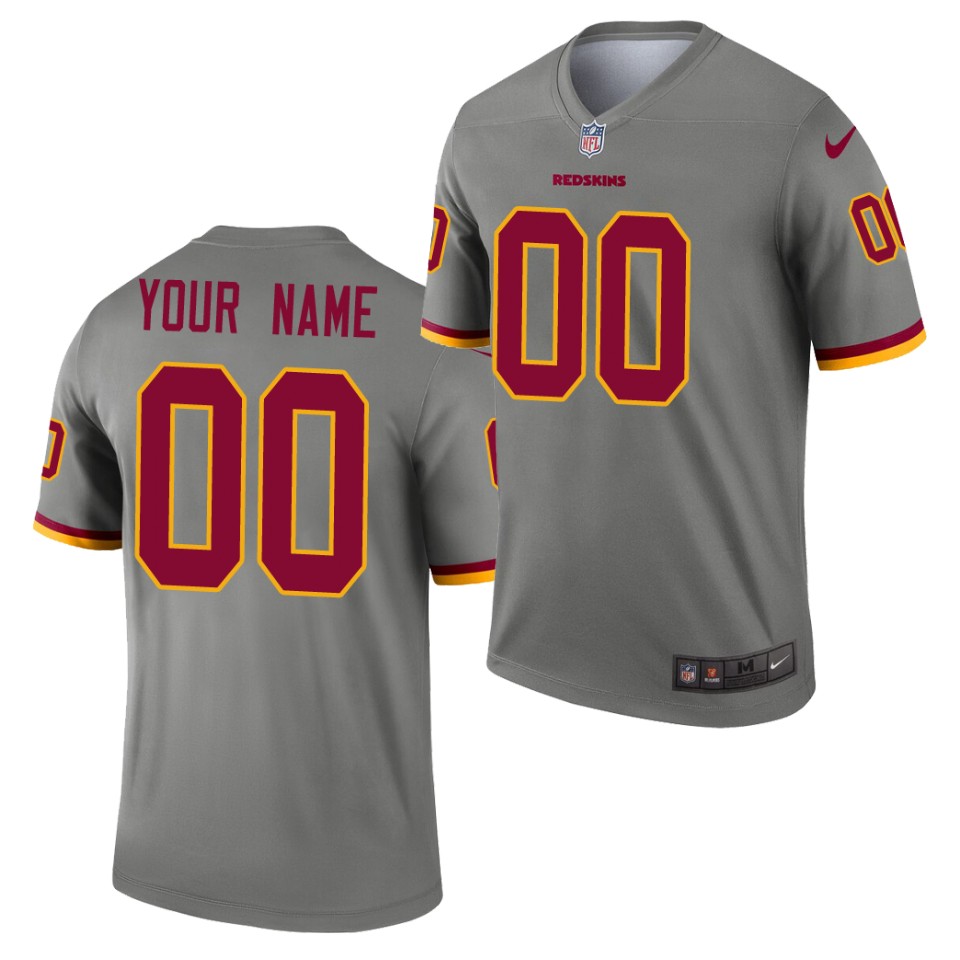 Men Washington Redskins Custom Nike Gray Inverted Legend Jersey