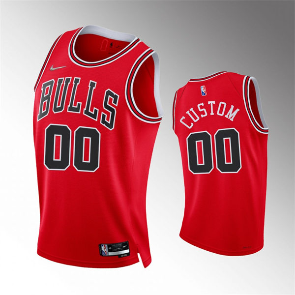 Mens Youth Chicago Bulls Custom Stitched Diamond Badge Nike 2021-22 Red Icon Swingman Jersey