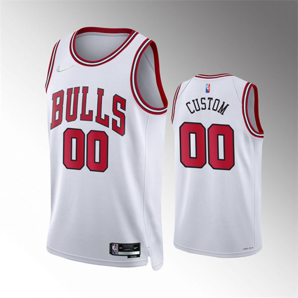 Mens Youth Chicago Bulls Custom Stitched Diamond Badge Nike 2021-22 White Association Swingman Jersey