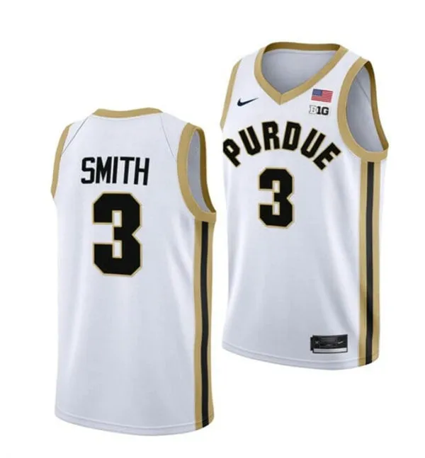 Purdue Boilermakers #3 Braden Smith 2025-26 White College Basketball Game Jersey