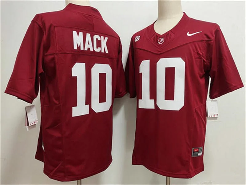 Mens Alabama Crimson Tide #10 Austin Mack 2025 Crimson College Football Game Jersey