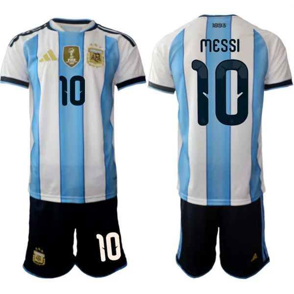 Mens Argentina National Team #10 Lionel Messi Home White 2026 FIFA World Cup Soccer Jersey Suit