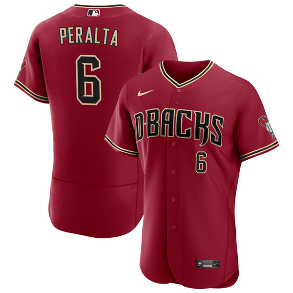 Mens Arizona Diamondbacks #6 David Peralta Alternate Crimson FlexBase Player Jersey