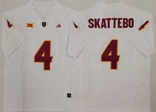 Mens Arizona State Sun Devils #4 Cam Skattebo 2024 White Football Game Jersey