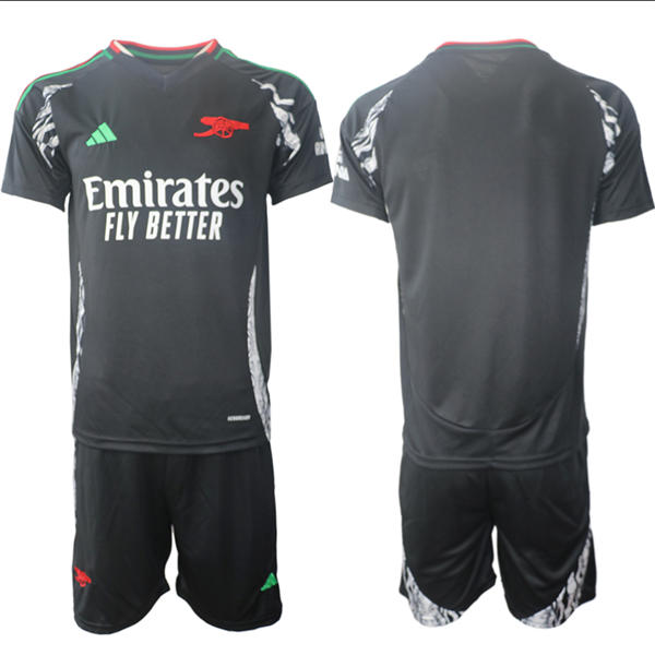 Mens Arsenal FC Blank 2025 Black Away Soccer Jersey kit