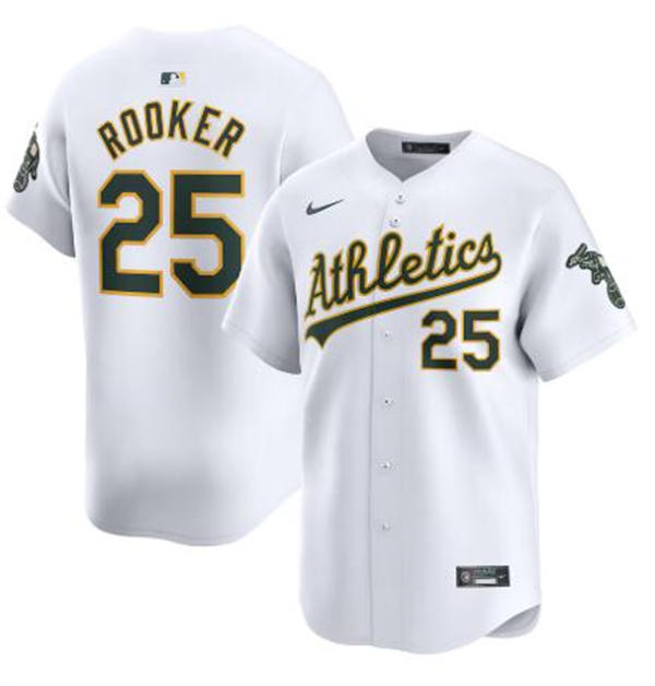 Mens Oakland Athletics #25 Brent Rooker Nike White Home Flex Base Authentic Player Jersey
