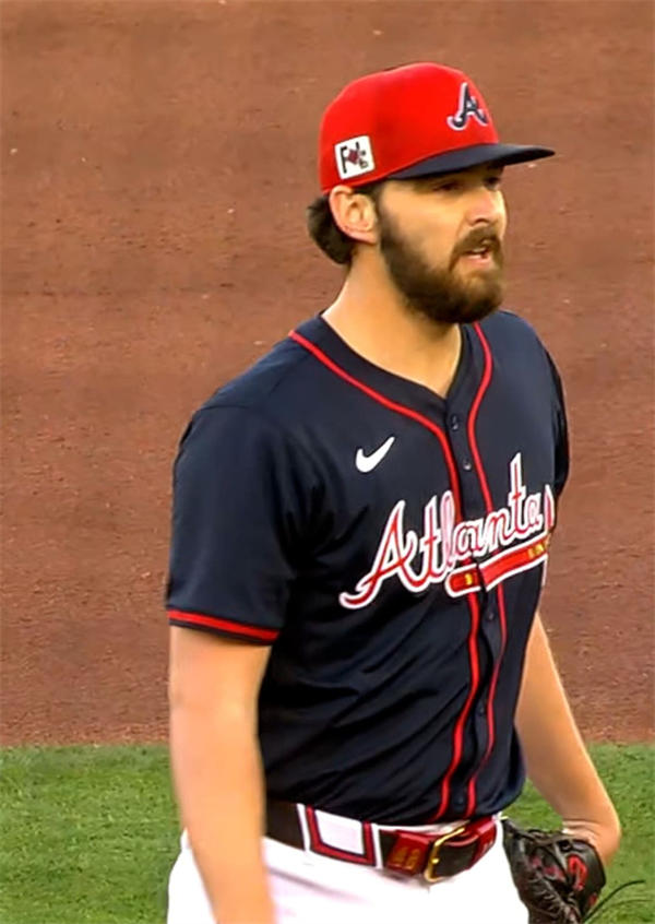 Youth Atlanta Braves #48 Ian Anderson Nike Navy Red Strip Alternate Limited Player Jersey