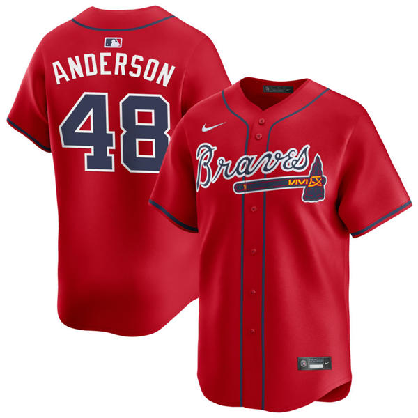 Youth Atlanta Braves #48 Ian Anderson Nike Red Alternate Limited Jersey