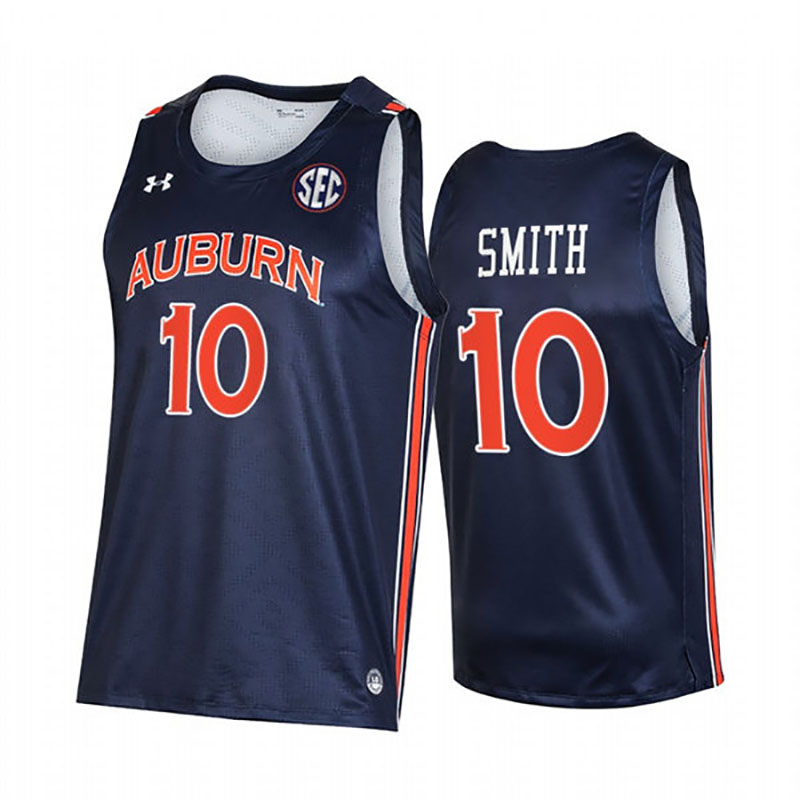 Mens Auburn Tigers #10 Jabari Smith Jr. Under Armour Navy College Basketball Game Jersey