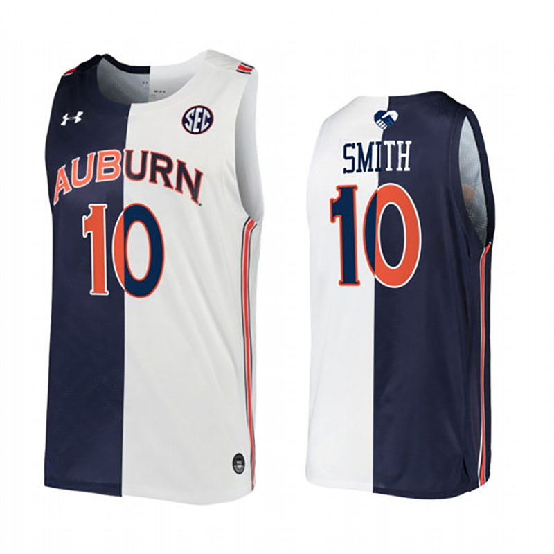 Mens Auburn Tigers #10 Jabari Smith Jr Navy White Two Tone Split Edition Basketball Jersey