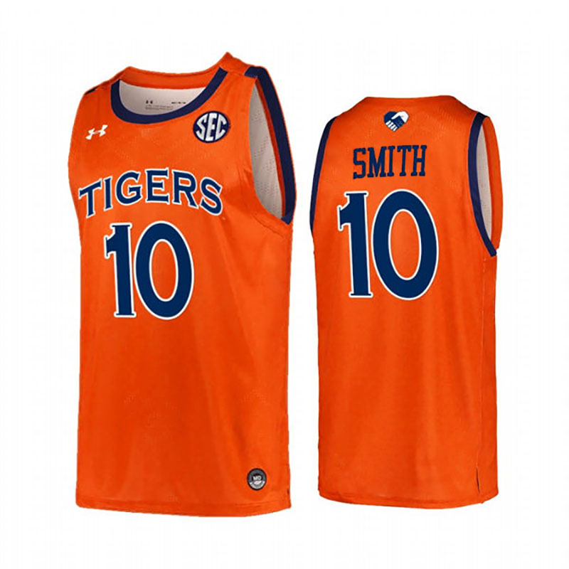Mens Auburn Tigers #10 Jabari Smith Jr Orange Under Armour College Basketball Game Jersey