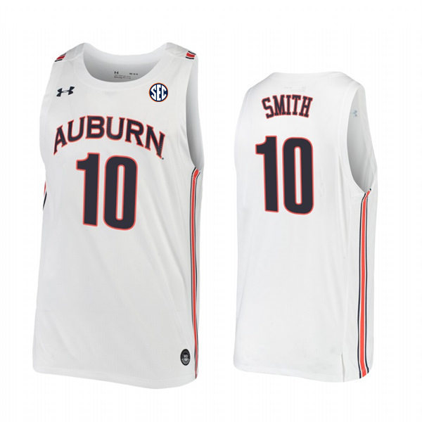 Mens Auburn Tigers #10 Jabari Smith Jr Under Armour White College Basketball Game Jersey