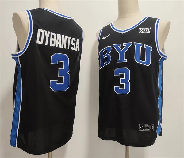 BYU Cougars #3 AJ Dybantsa 2025 XII Black College Basketball Game Jersey