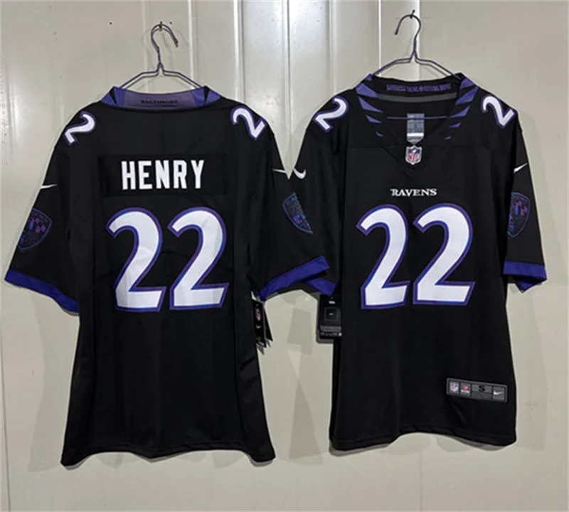 Mens Baltimore Ravens #22 Derrick Henry Nike 2026 Next Flight Black Alternate Vapor F.U.S.E Limited Jersey