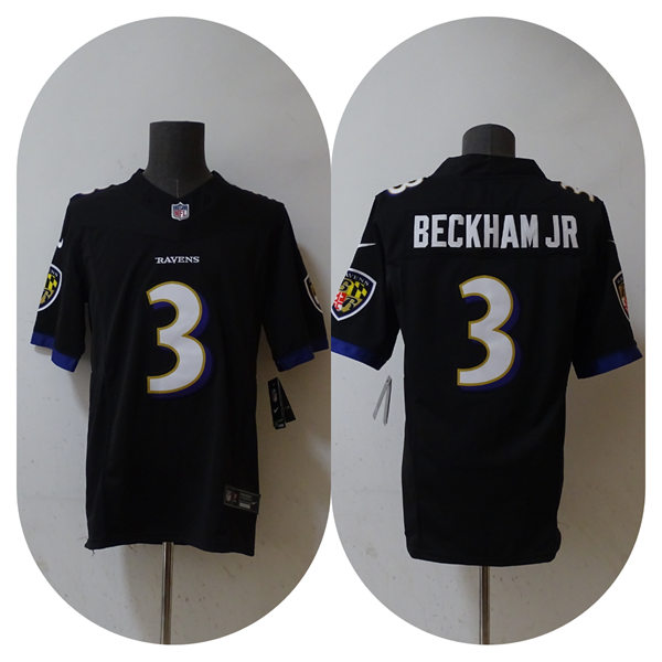 Mens Baltimore Ravens #3 Odell Beckham Jr. Nike Black Vapor F.U.S.E. Limited Jersey