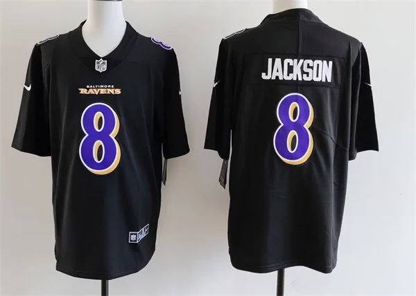 Men's Baltimore Ravens #8 Lamar Jackson Nike Fashion Jersey - Carbon Black