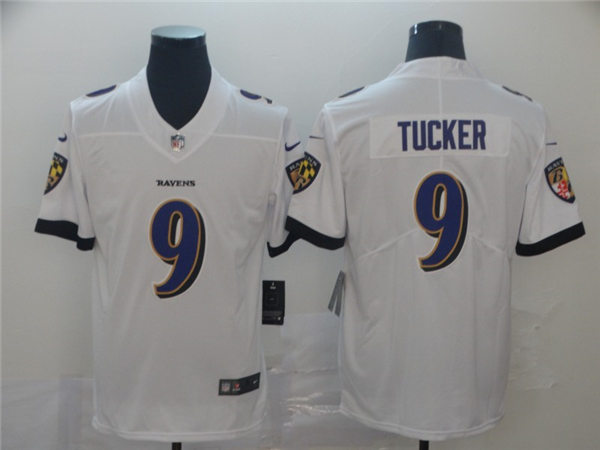Mens Baltimore Ravens #9 Justin Tucker Nike White 2023 F.U.S.E. Vapor Limited Jersey