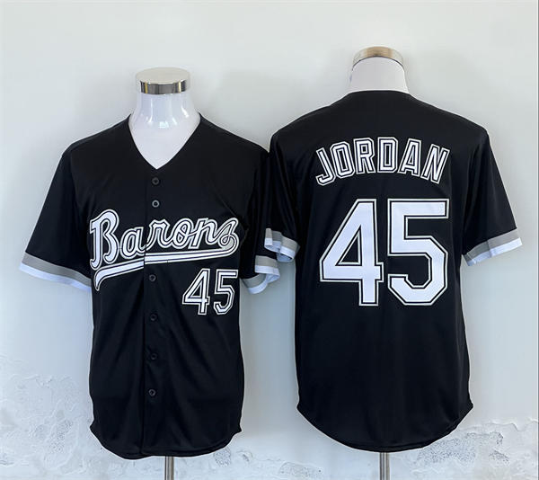 Mens Birmingham Barons #45 Michael Jordan Black Retro Baseball Jersey