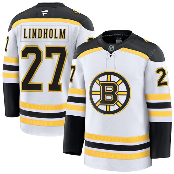 Mens Boston Bruins #27 Hampus Lindholm Fanatics Away White Premier Player Jersey
