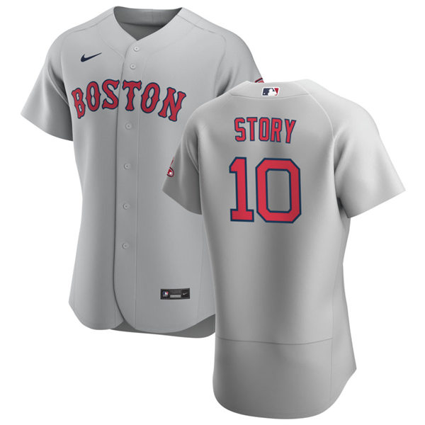 Mens Boston Red Sox #10 Trevor Story Nike Gray Road Flex Base Jersey