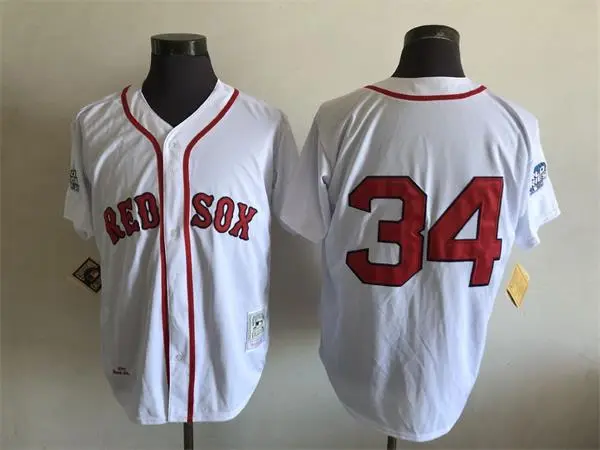 Mens Boston Red Sox #34 David Ortiz Mitchell&Ness 2004 Home White Cooperstown Collection Jersey
