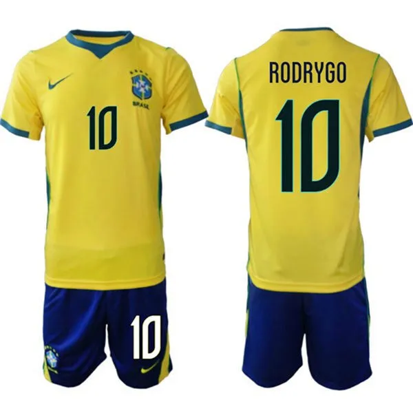 Mens Brazil #10 Rodrygo Home Yellow 2026 FIFA World Cup Soccer Jersey Kit