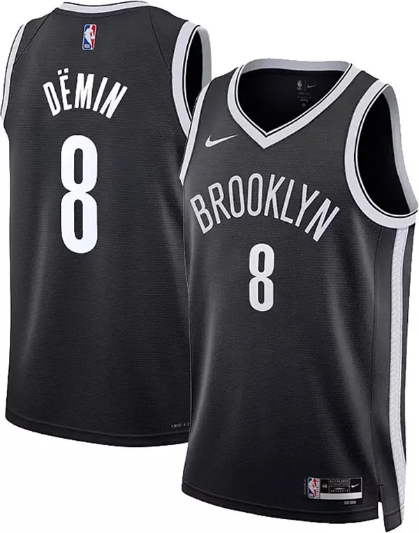 Mens Brooklyn Nets #8 Egor Demin Nike Black Icon Edition Swingman Jersey