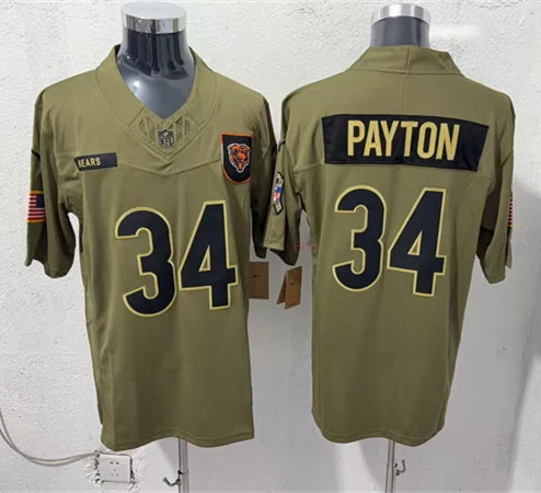 Mens Chicago Bears #34 Walter Payton Nike 2025 Salute to Service Retired Limited Jersey - Olive