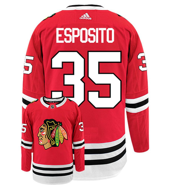 Mens Chicago Blackhawks Retired Player #35 Tony Esposito Adidas Home Red Jersey