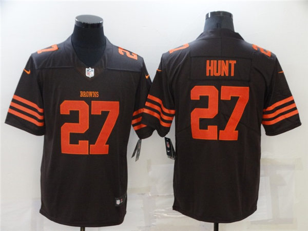 Mens Cleveland Browns #27 Kareem Hunt Nike Brown Alternate Player Vapor Limited Jersey