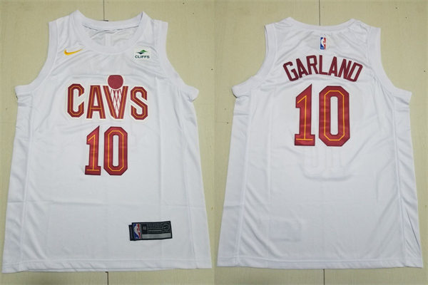 Mens Cleveland Cavaliers #10 Darius Garland White Association Edition Jersey