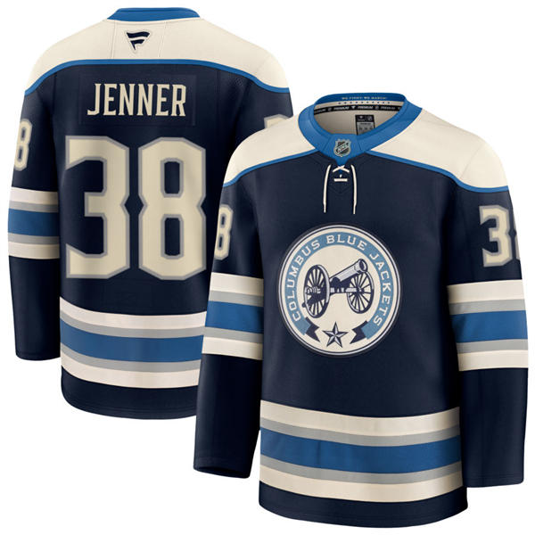 Mens Columbus Blue Jackets #38 Boone Jenner Fanatics Navy Alternate Premium JerseyFanatics Navy Alternate Premium Jersey