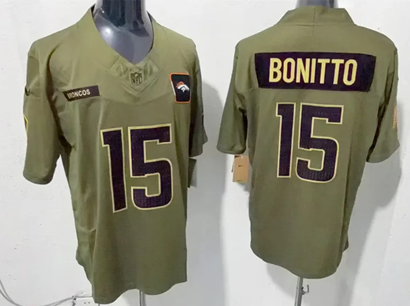 Mens Denver Broncos #15 Nik Bonitto 2025 Salute to Service Limited Jersey - Olive