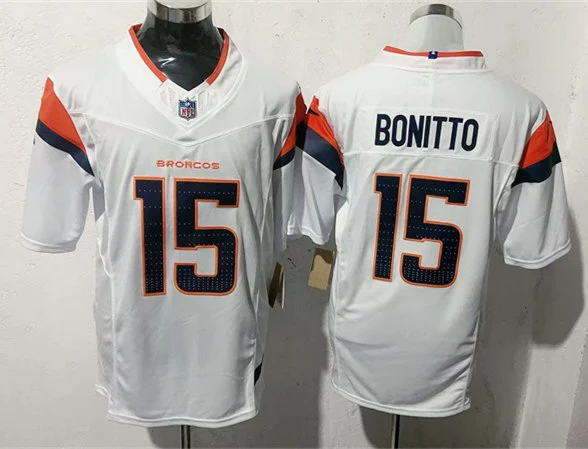 Mens Denver Broncos #15 Nik Bonitto Nike White Vapor F.U.S.E. Limited Player Jersey