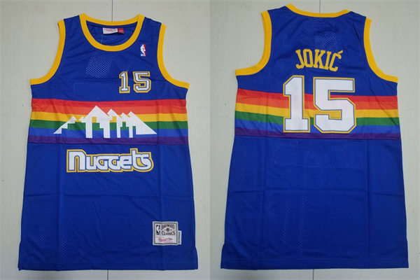 Mens Denver Nuggets #15 Nikola Jokic Royal Reload 1987-88 Hardwood Classics Jersey