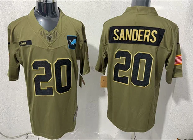 Mens Detroit Lions #20 Barry Sanders Nike 2025 Salute to Service Retired Limited Jersey - Olive