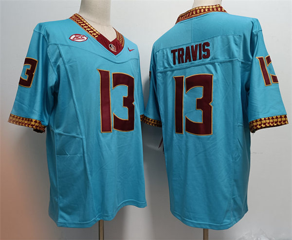 Mens Florida State Seminoles #13 Jordan Travis Nike 2023 F.U.S.E. Elite Blue College Football Game Jersey