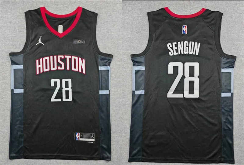 Mens Houston Rockets #28 Alperen Sengun Black Statement Edition Swingman Jersey