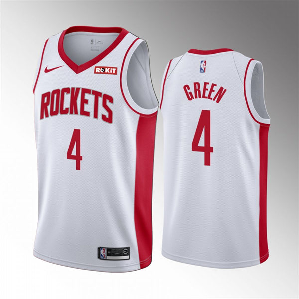 Mens Houston Rockets #4 Jalen Green White Stitched Association Edition Jersey
