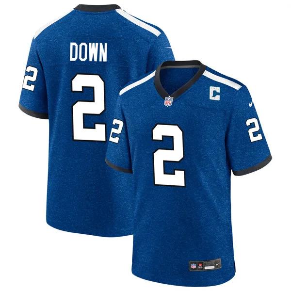 Mens Indianapolis Colts #2 Josh Downs Royal Indiana Nights Alternate Vapor F.U.S.E. Limited Jersey