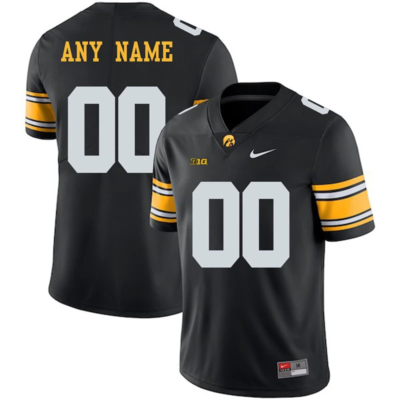 Mens Iowa Hawkeyes Custom Black Nike Football Jersey