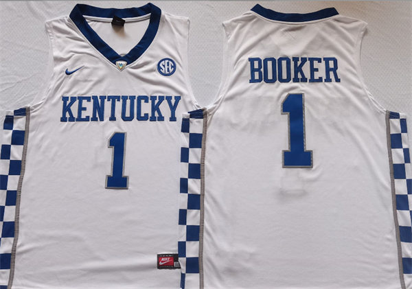 Mens Kentucky Wildcats #1 Devin Booker White Nike NCAA Basketball JERSEY