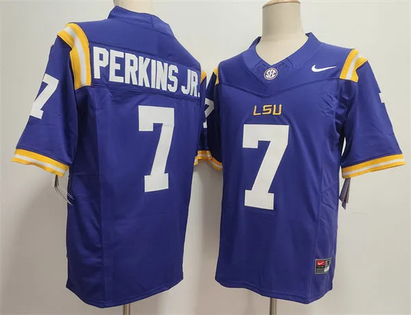 Mens LSU Tigers #7 Harold Perkins Jr. 2025 F.U.S.E. Limited Purple College Football Game Jersey