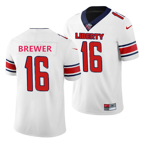 Men's Liberty Flames #16 Charlie Brewer Nike White College Football Game Jersey