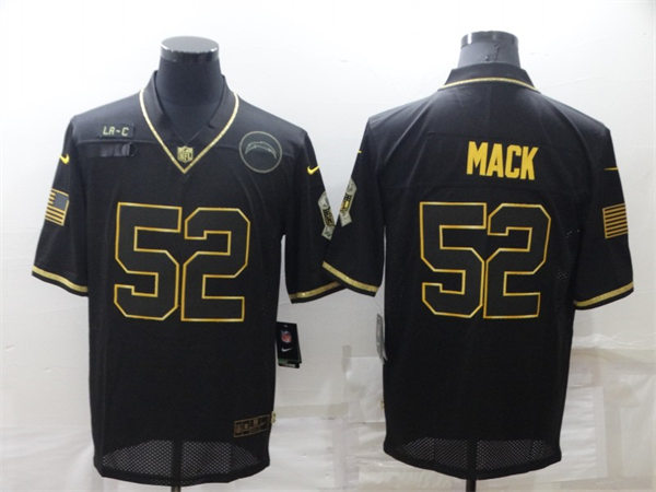 Men's Los Angeles Chargers #52 Khalil Mack Nike Black Golden Edition Vapor Limited Jersey