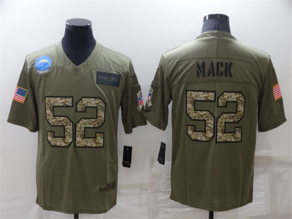Men's Los Angeles Chargers #52 Khalil Mack Nike 2019 Olive Camo Number Salute To Service Limited Jersey
