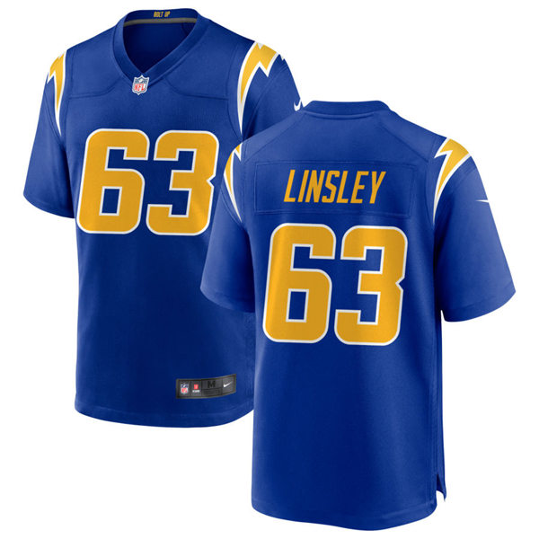 Mens Los Angeles Chargers #63 Corey Linsley Nike Royal Gold 2nd Alternate Vapor Limited Jersey