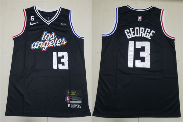 Mens Los Angeles Clippers #13 Paul George Nike Black 2022-23 City Edition Jersey
