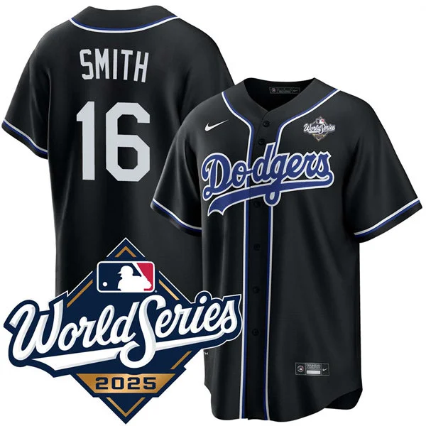 Mens Los Angeles Dodgers #16 Will Smith Black Lights Out Limited Jersey