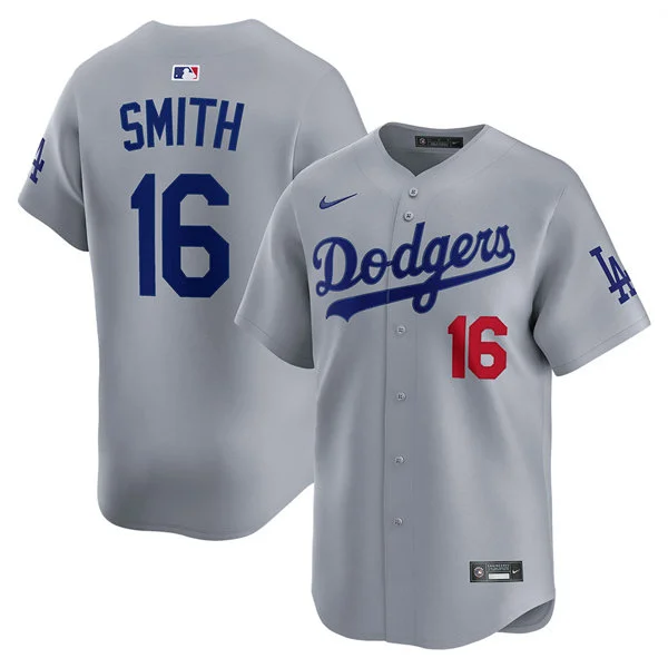 Mens Los Angeles Dodgers #16 Will Smith Nike Gray Road Limited Player Jersey